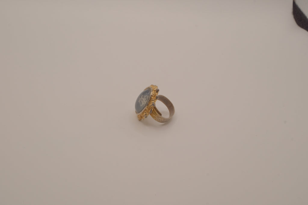Vintage Blue agate stone ring