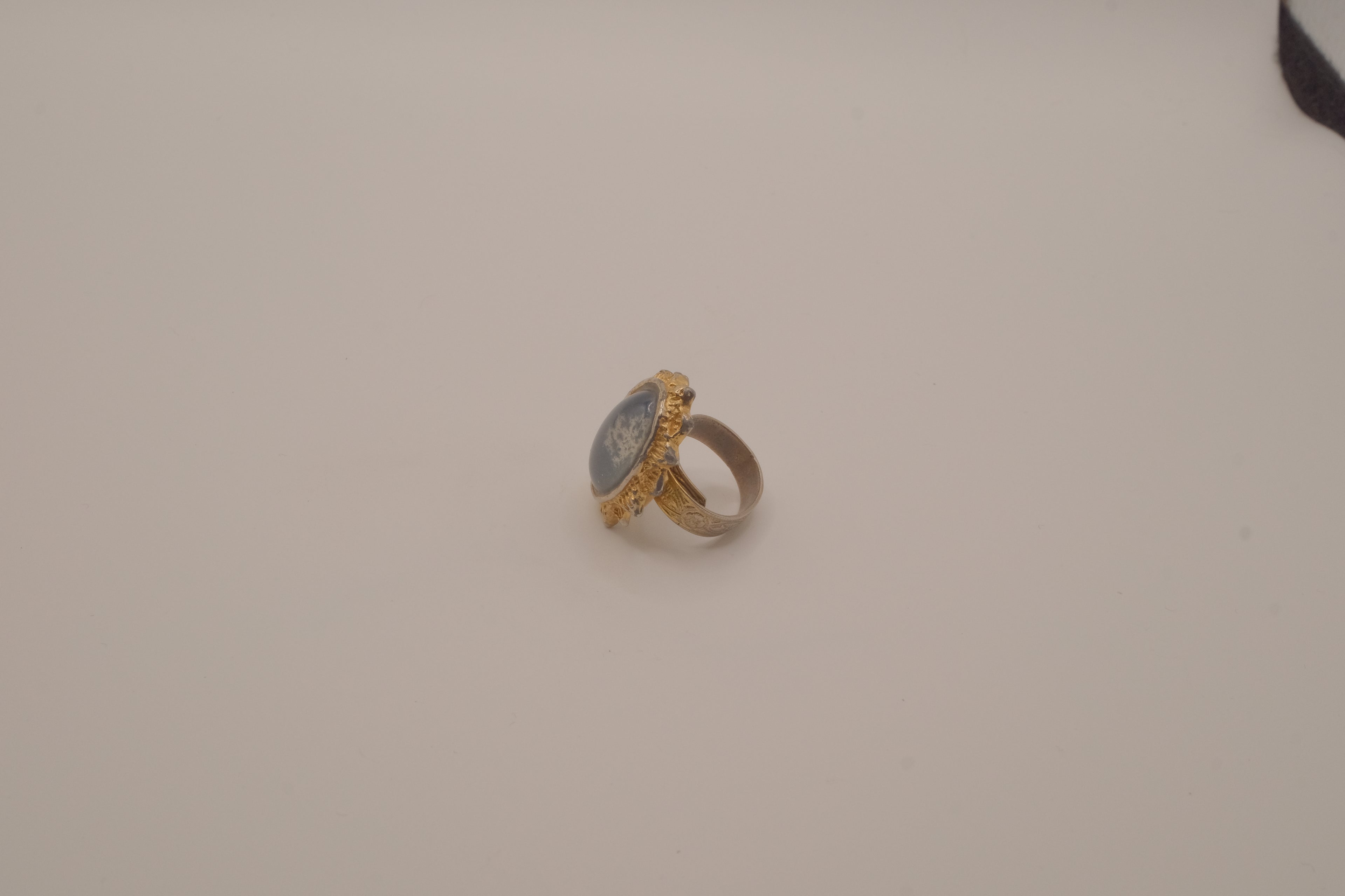 Vintage Blue agate stone ring