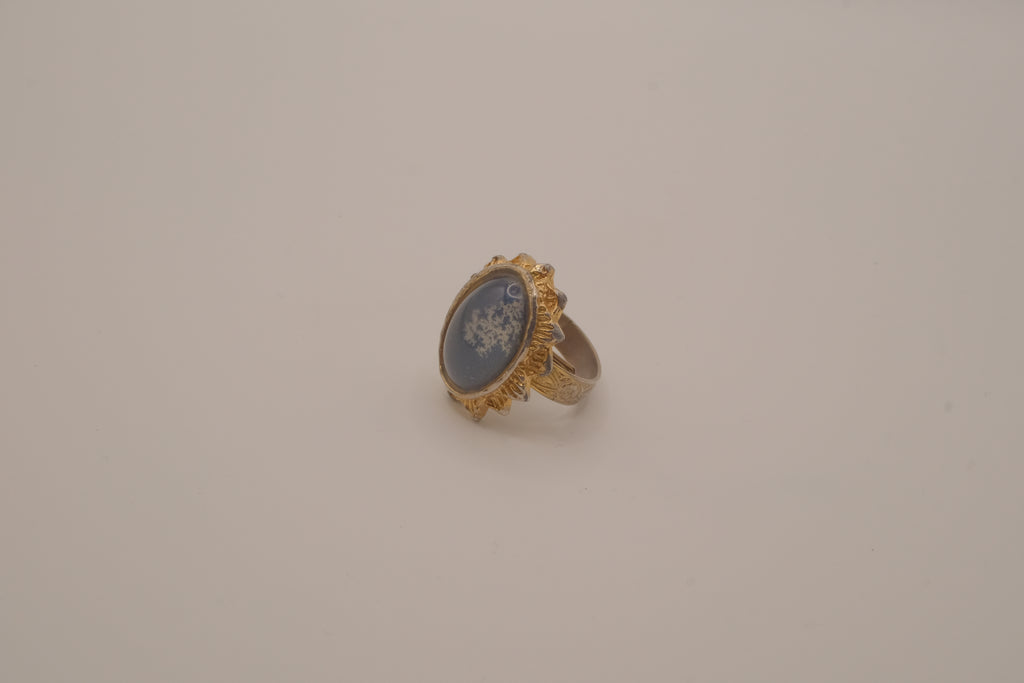 Vintage Blue agate stone ring