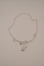 Vintage white rhinestones floral pendant necklace