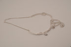 Vintage white rhinestones floral pendant necklace