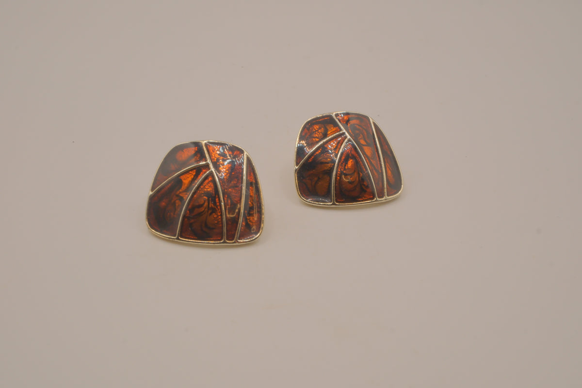Vintage abstract cloisonné enamel earrings