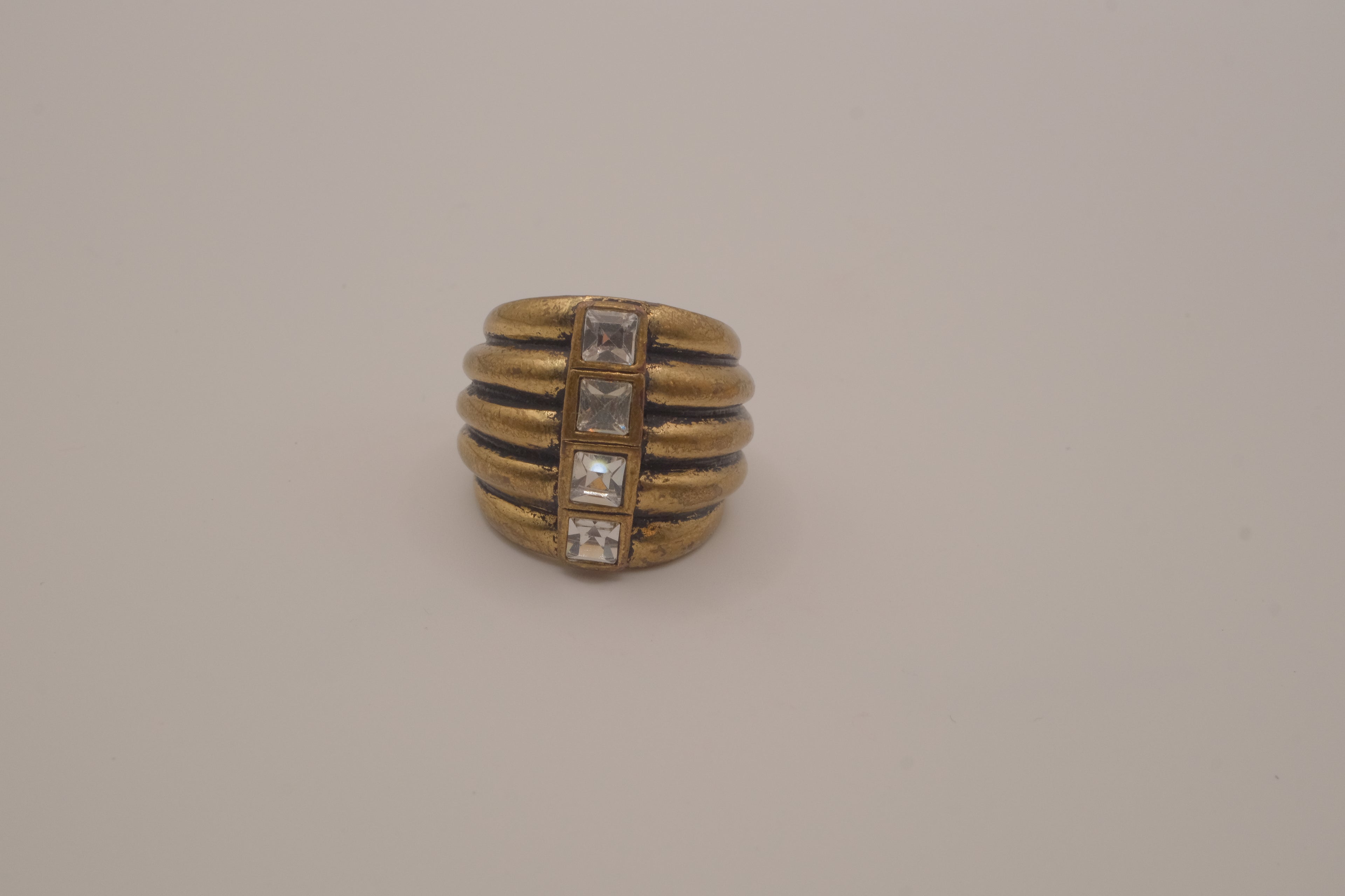 Lia Sophia "Diverge" antiqued brass-tone cocktail ring