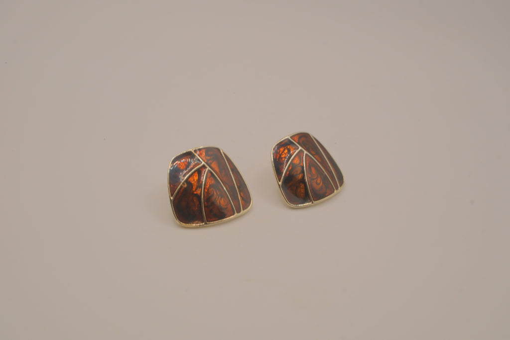 Vintage abstract cloisonné enamel earrings