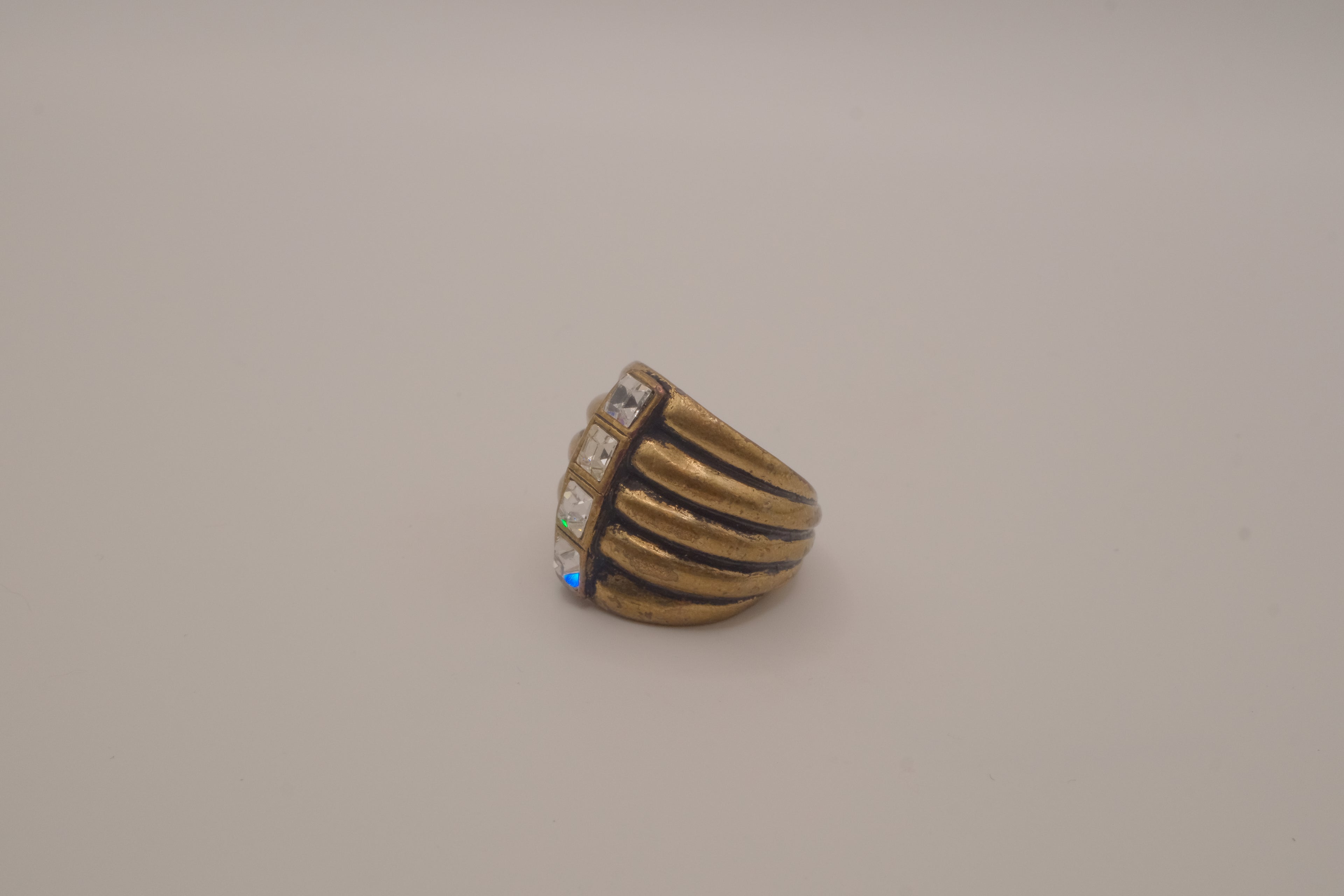 Lia Sophia "Diverge" antiqued brass-tone cocktail ring