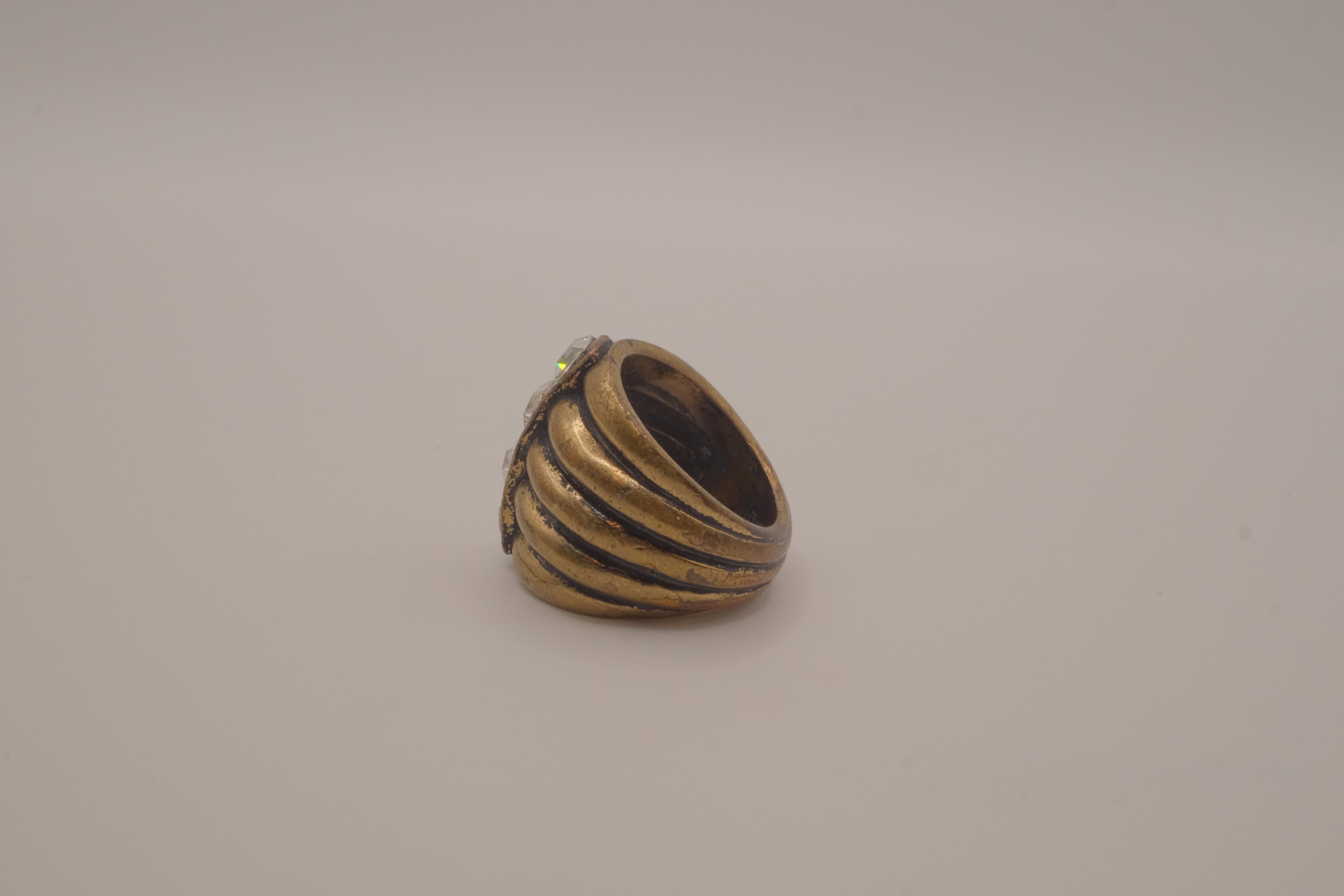 Lia Sophia "Diverge" antiqued brass-tone cocktail ring
