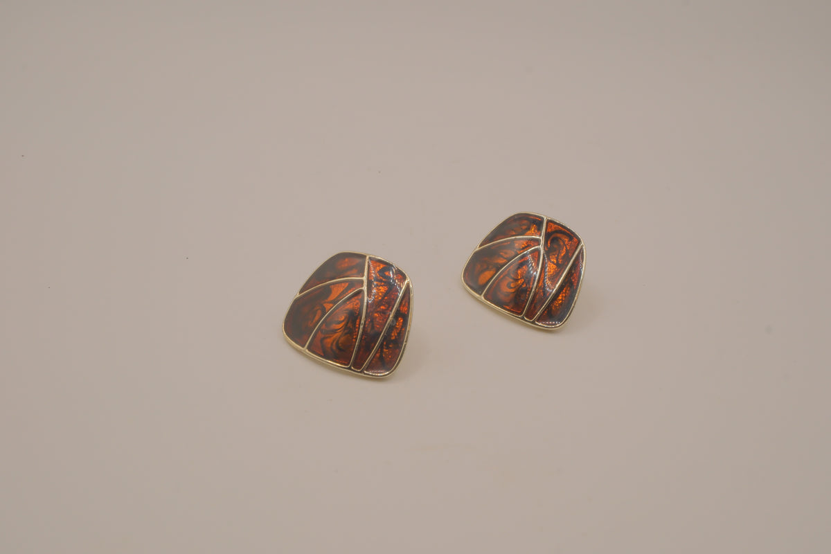 Vintage abstract cloisonné enamel earrings