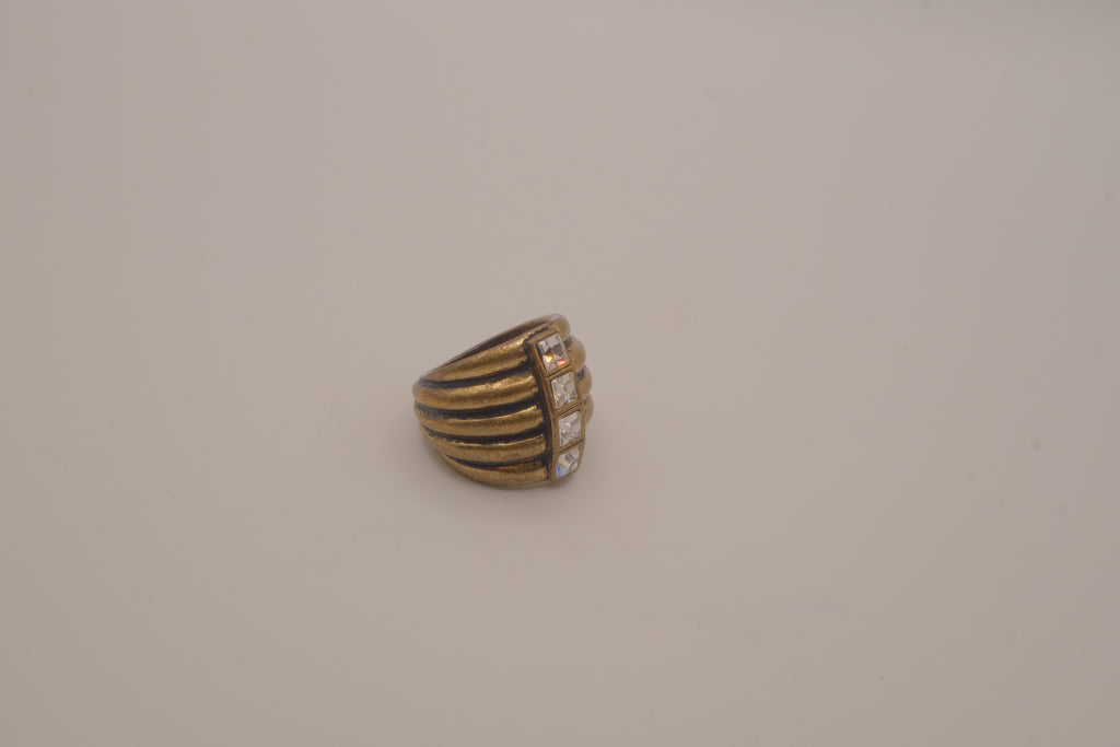 Lia Sophia "Diverge" antiqued brass-tone cocktail ring
