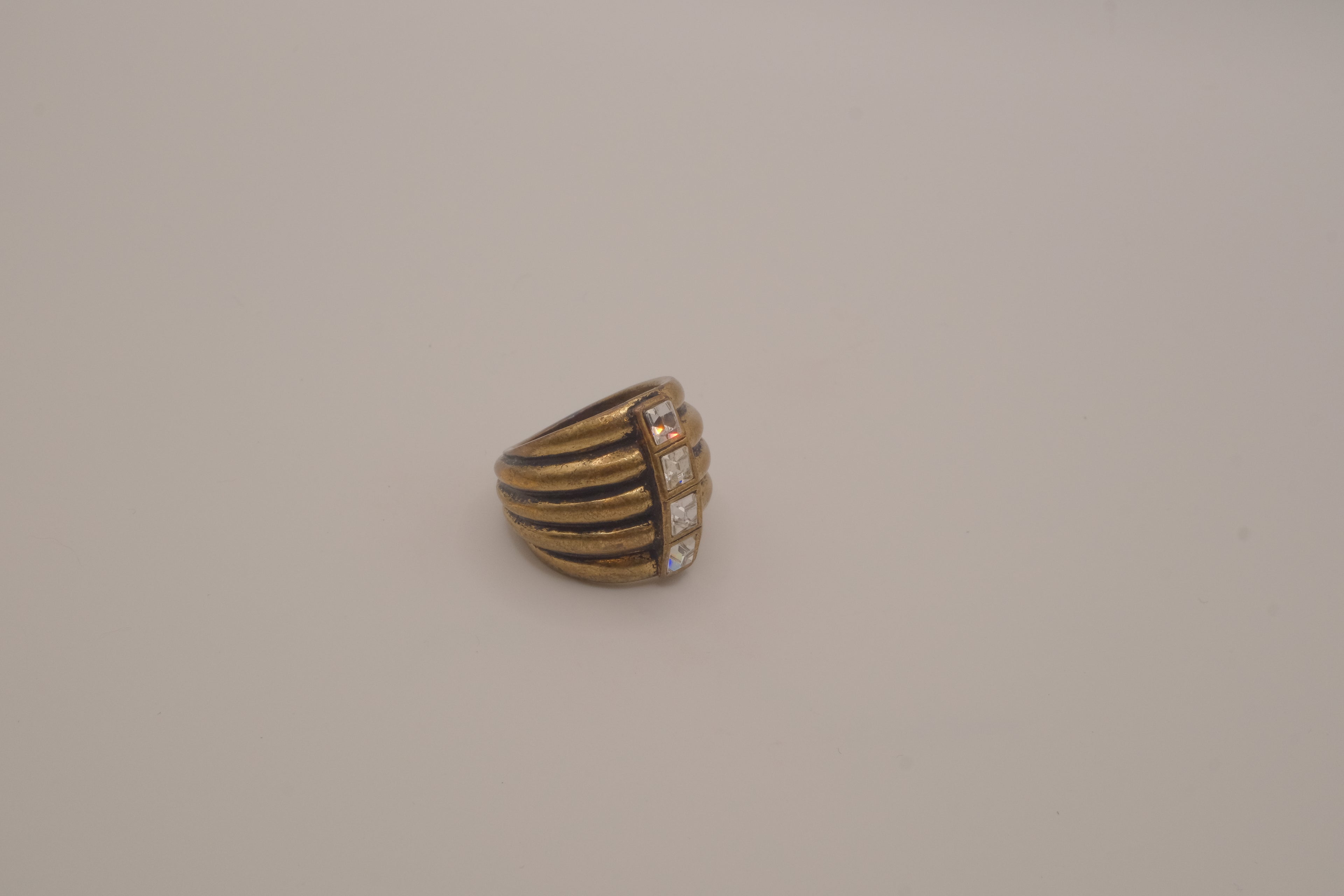 Lia Sophia "Diverge" antiqued brass-tone cocktail ring