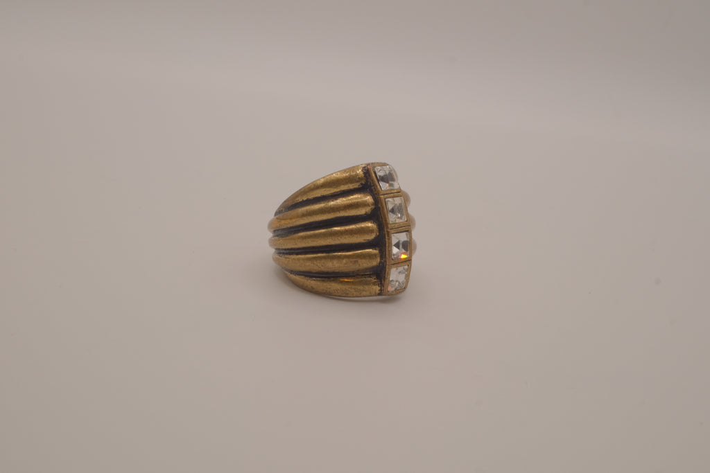 Lia Sophia "Diverge" antiqued brass-tone cocktail ring