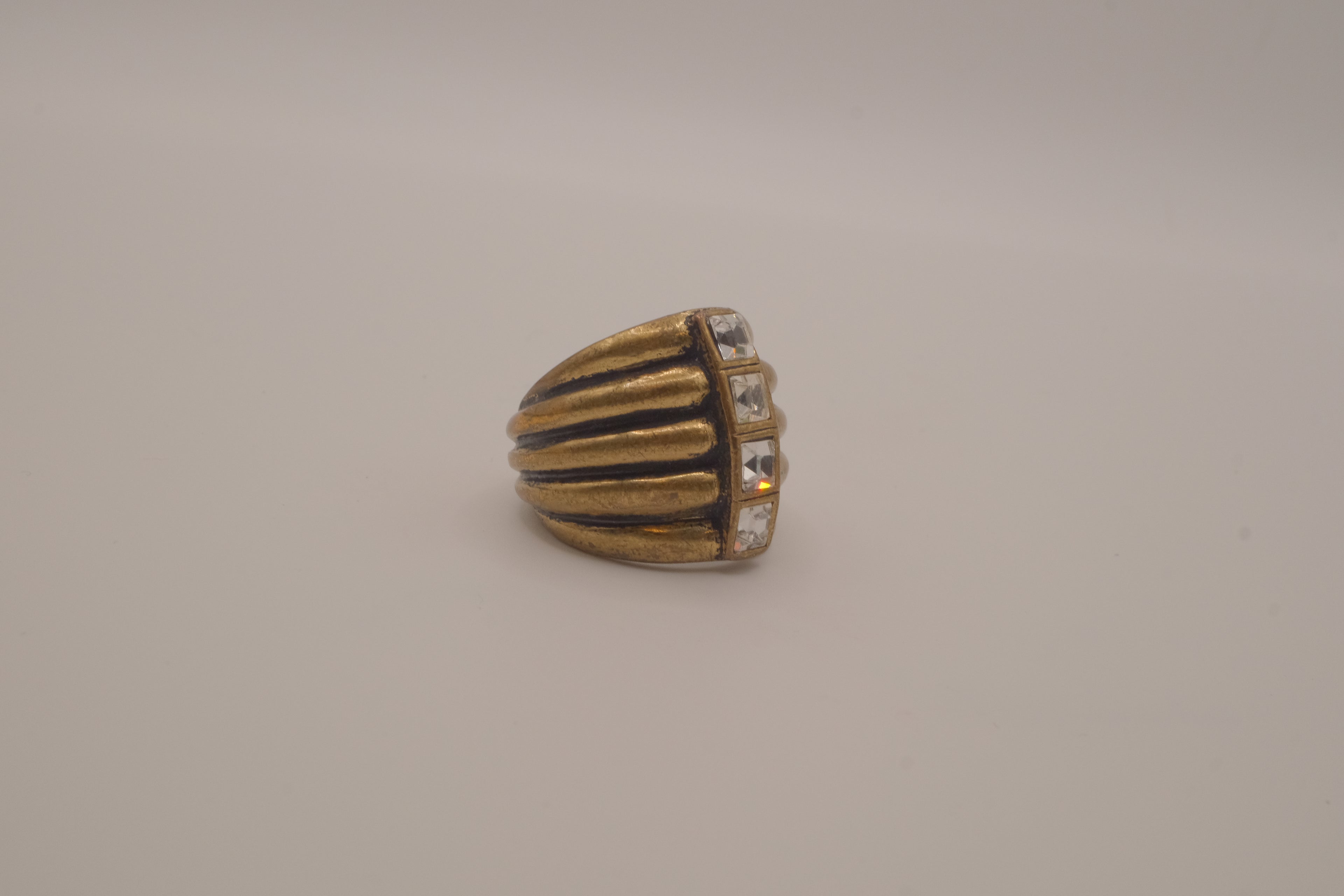 Lia Sophia "Diverge" antiqued brass-tone cocktail ring