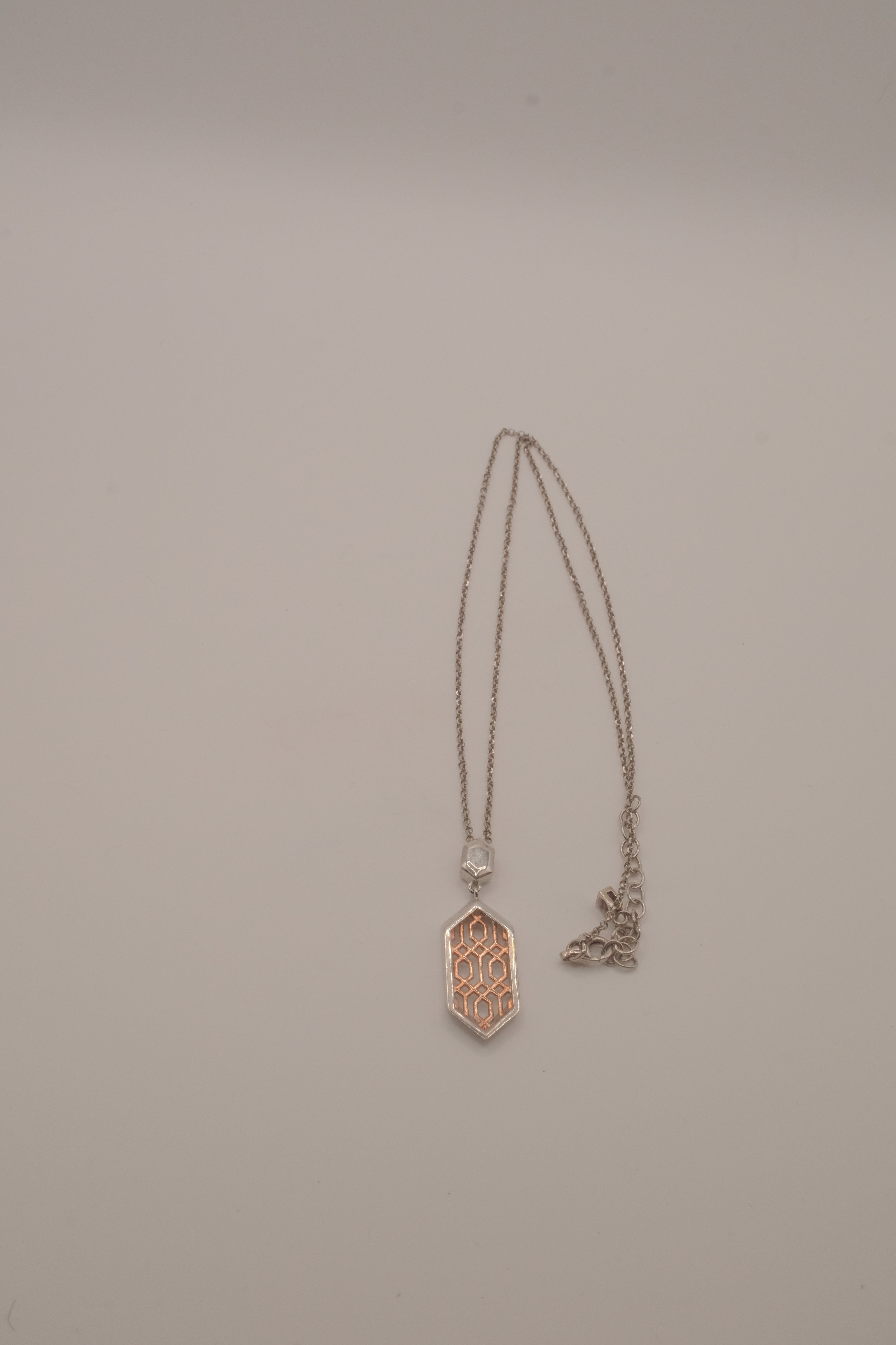 ELLE Two-Tone Sterling Silver Vertical Hexagon Necklace&nbsp;