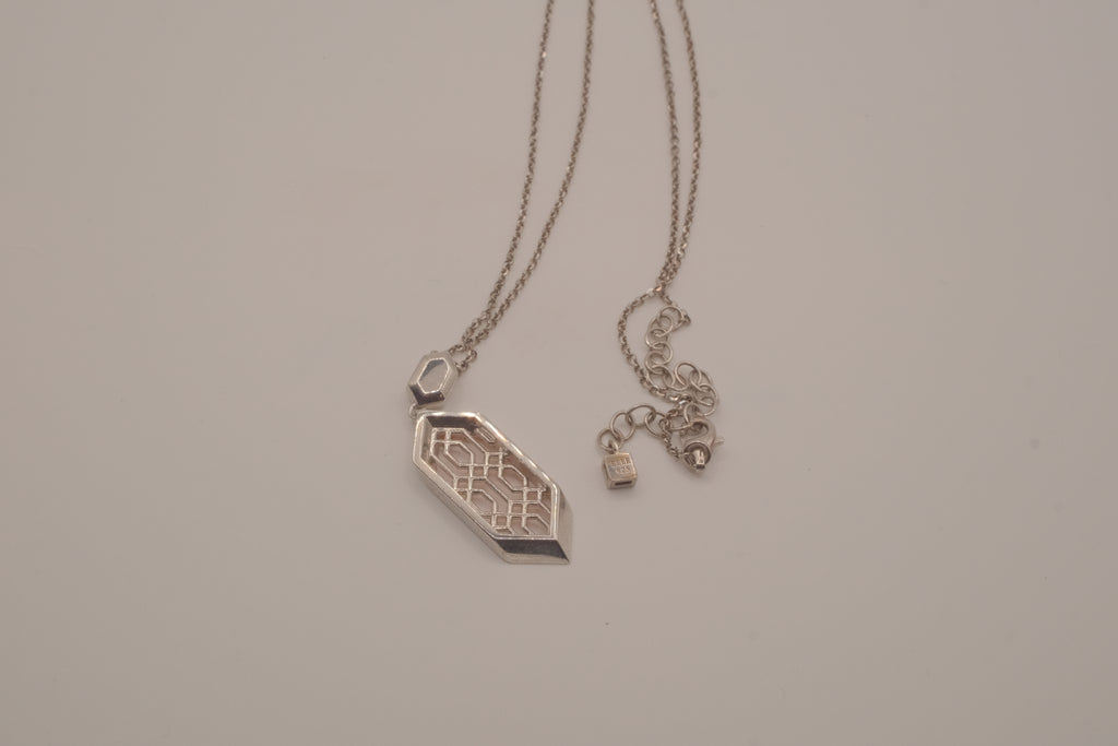 ELLE Two-Tone Sterling Silver Vertical Hexagon Necklace&nbsp;