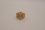 Vintage White Opal gold filigree ring