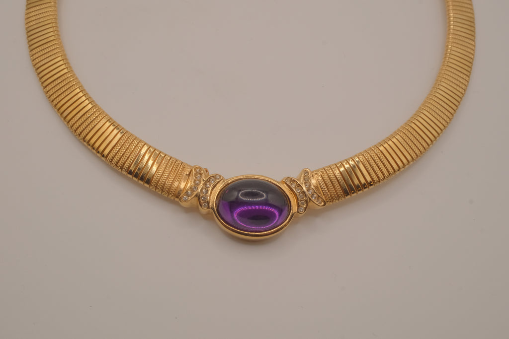 Vintage gold-toned Omega collar necklace