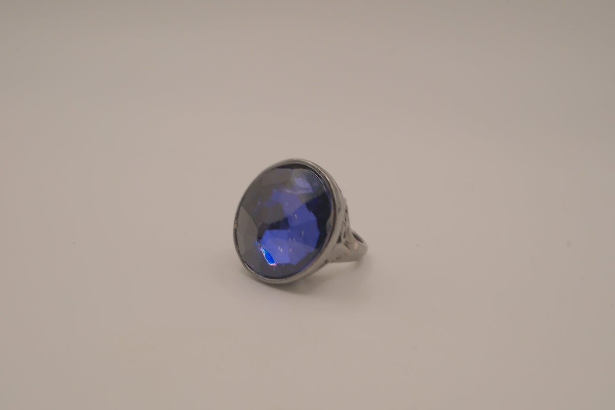 Deep Blue gunmetal statement ring