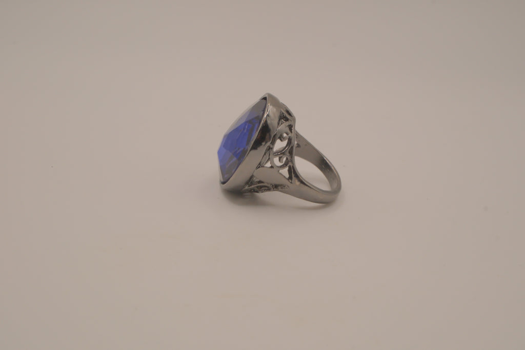Deep Blue gunmetal statement ring