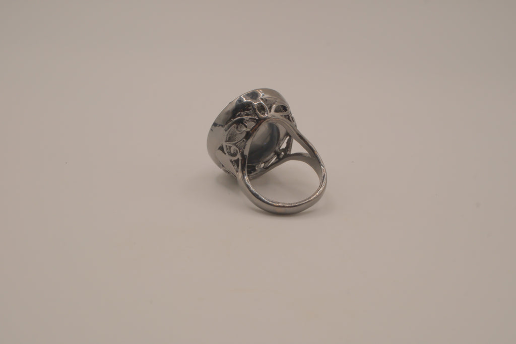 Deep Blue gunmetal statement ring