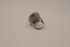 Deep Blue gunmetal statement ring
