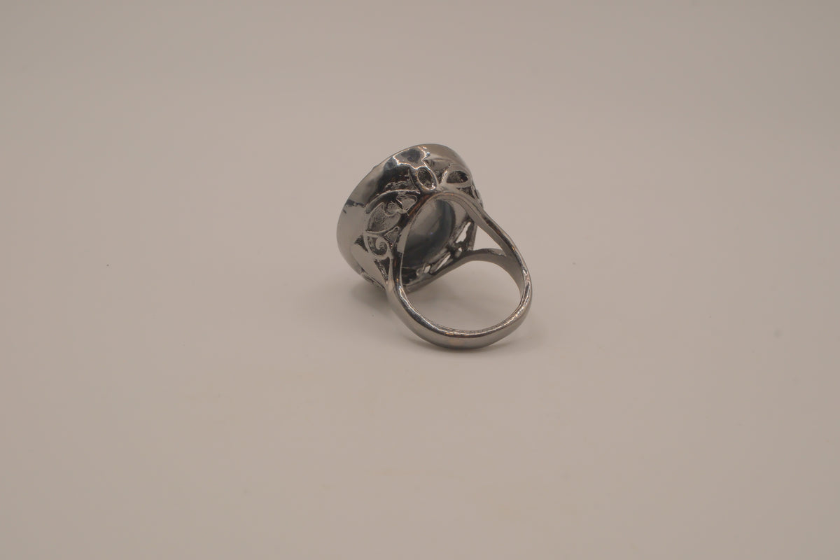 Deep Blue gunmetal statement ring