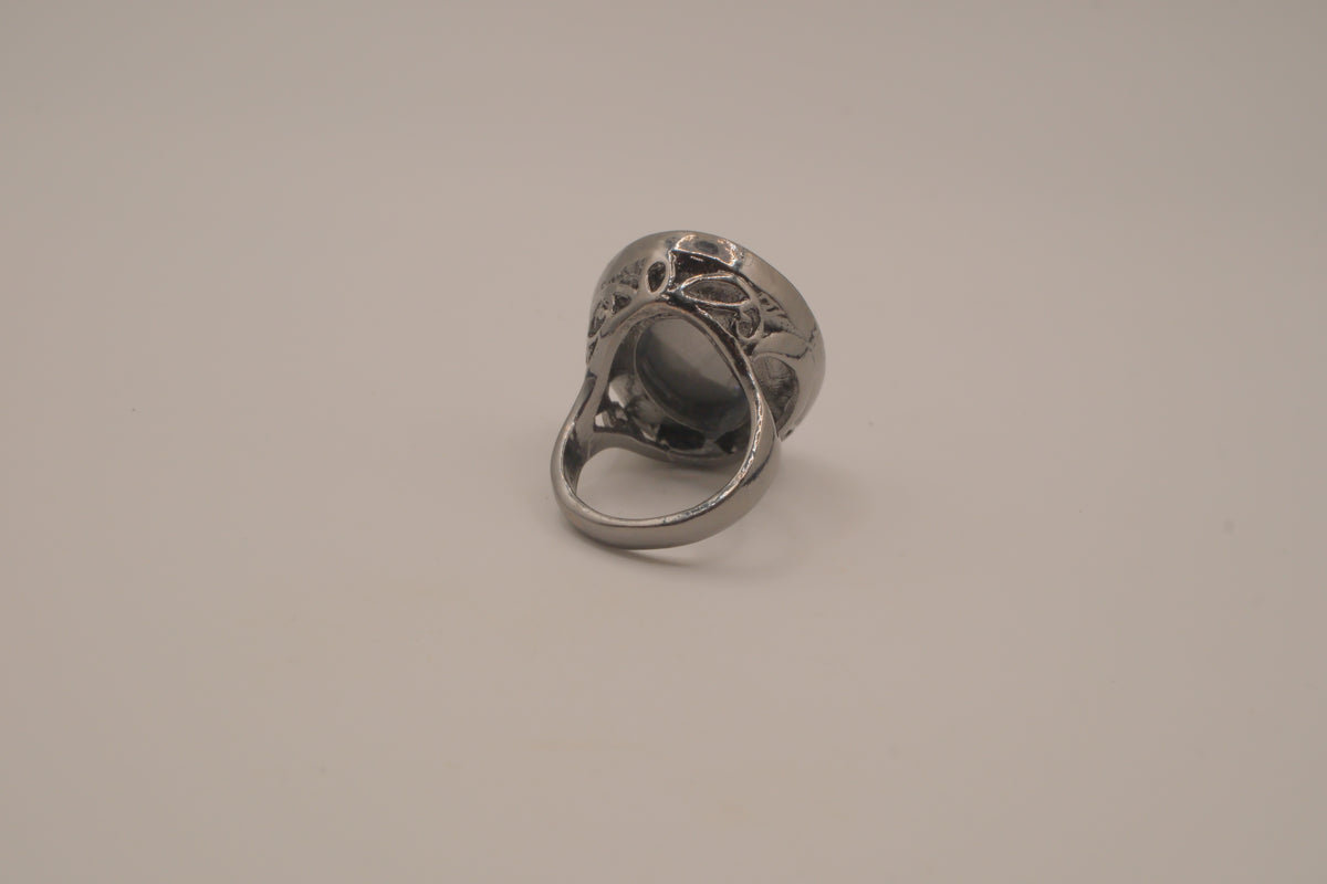 Deep Blue gunmetal statement ring