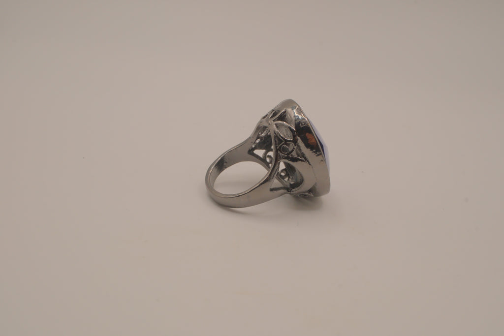 Deep Blue gunmetal statement ring