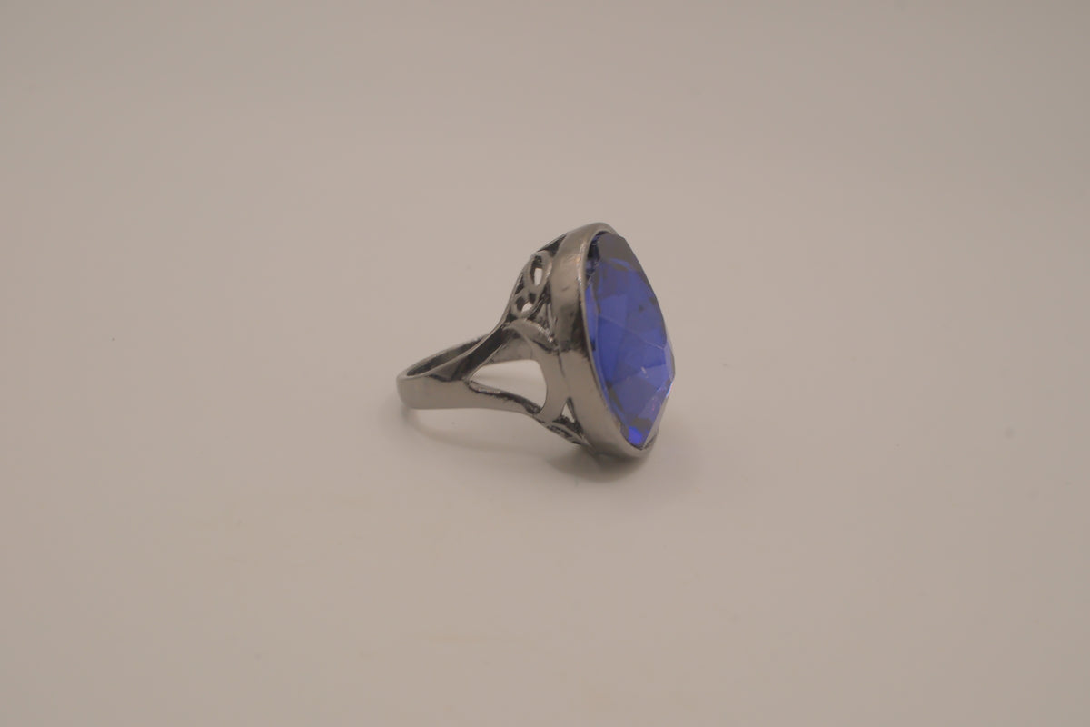 Deep Blue gunmetal statement ring
