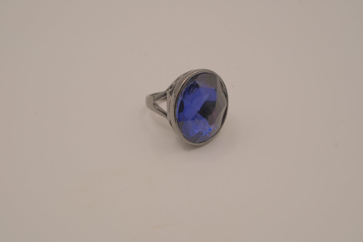 Deep Blue gunmetal statement ring