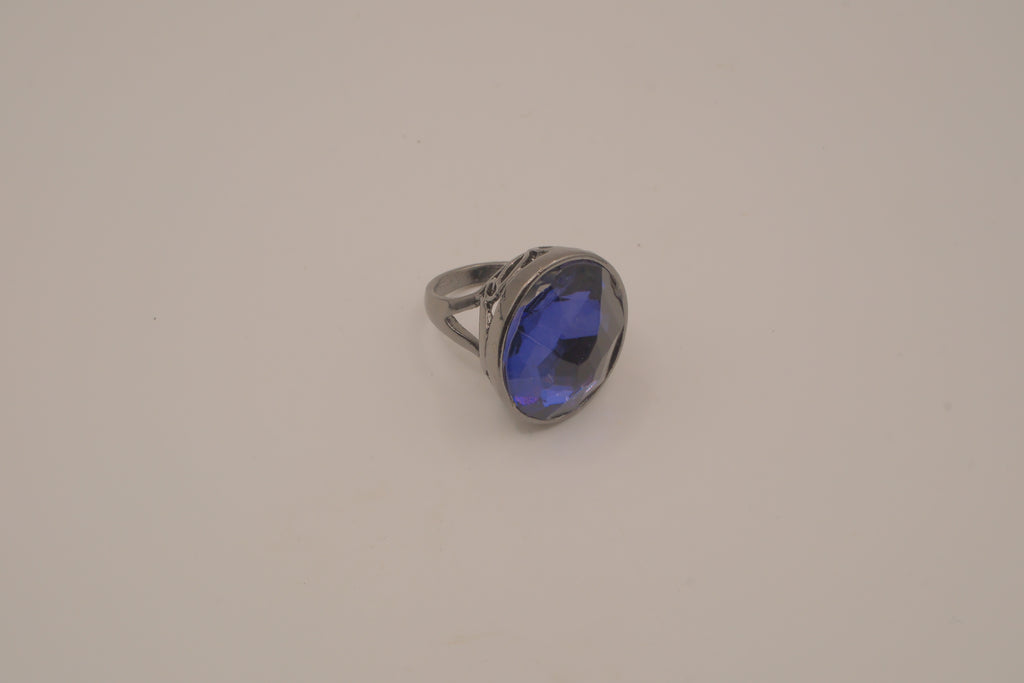 Deep Blue gunmetal statement ring