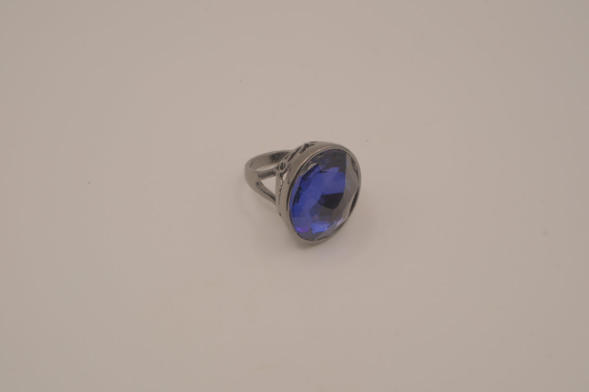 Deep Blue gunmetal statement ring