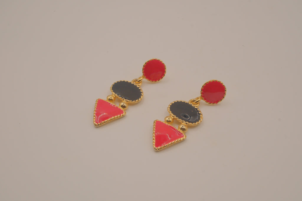 Vintage Geometric enamel drop earrings&nbsp;