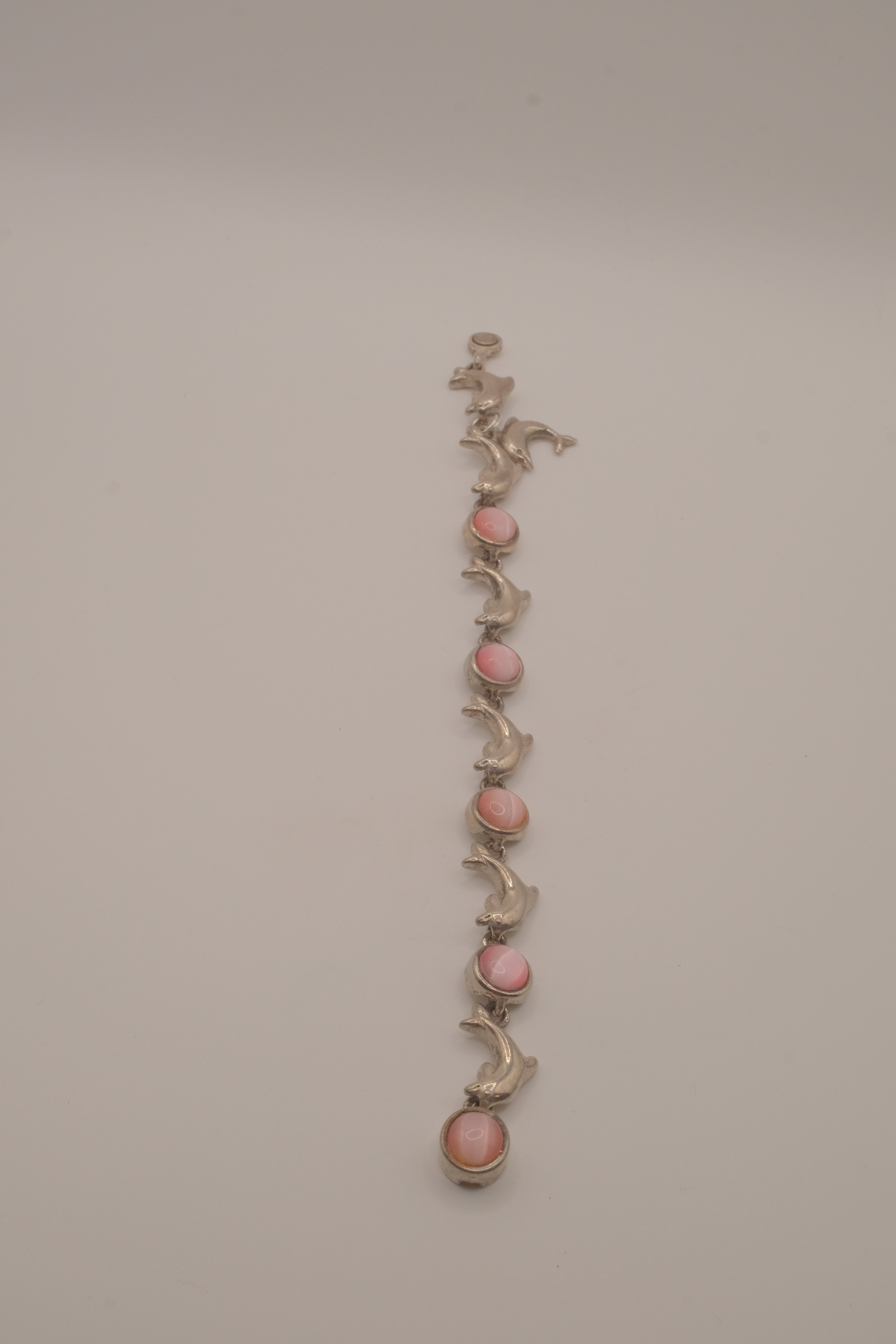 Reworked dolphin and Pink stones link bracelet