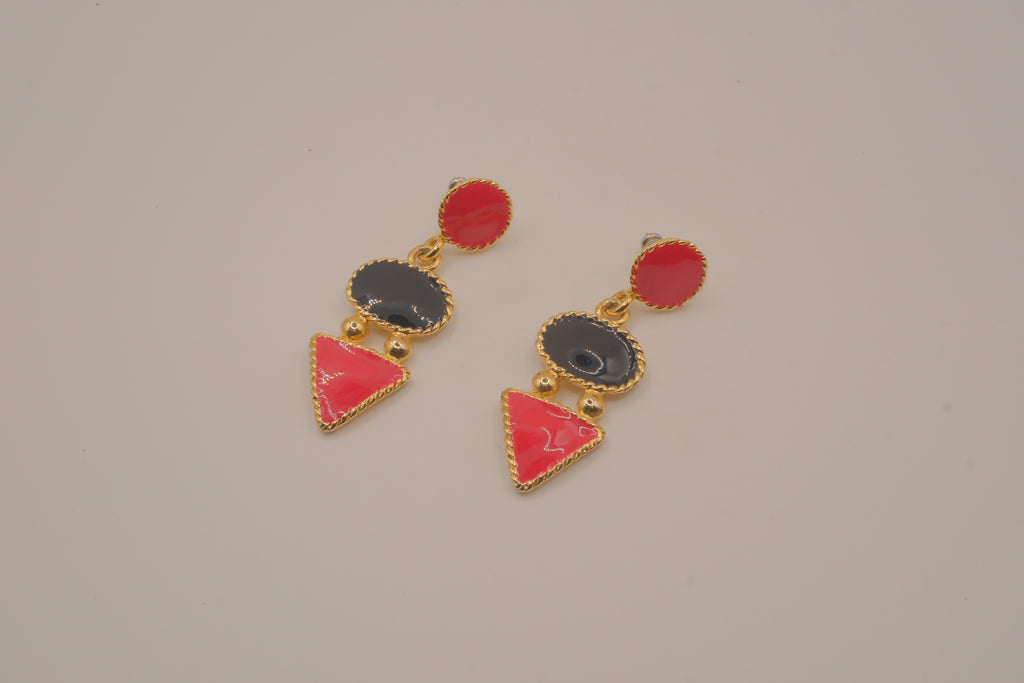 Vintage Geometric enamel drop earrings&nbsp;