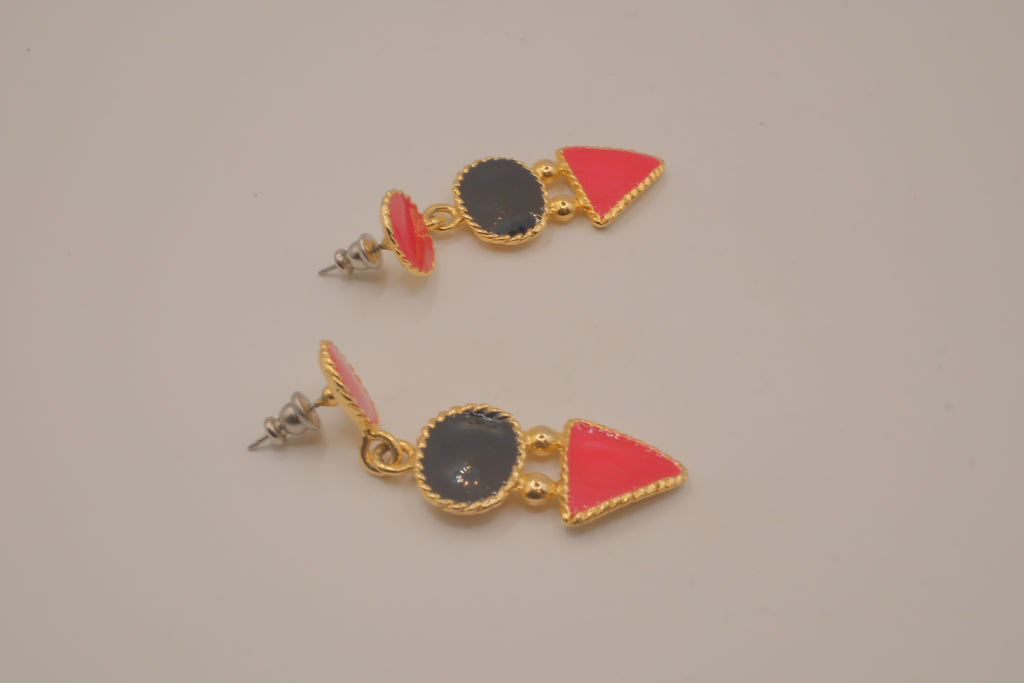 Vintage Geometric enamel drop earrings&nbsp;