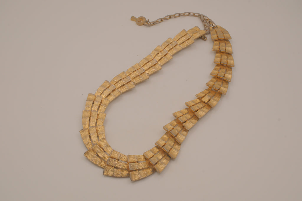 Vintage 1960s reticulated gold-plated textural collar necklace