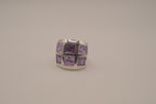 Vintage Art deco Amethyst grid-pattern band ring