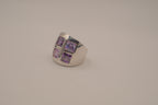 Vintage Art deco Amethyst grid-pattern band ring