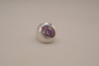 Vintage Art deco Amethyst grid-pattern band ring