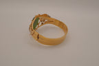 Vintage Nephrite jade cabochon hinged bangle bracelet