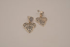 Vintage Sterling silver heart-shaped drop earrings&nbsp;