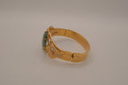 Vintage Nephrite jade cabochon hinged bangle bracelet