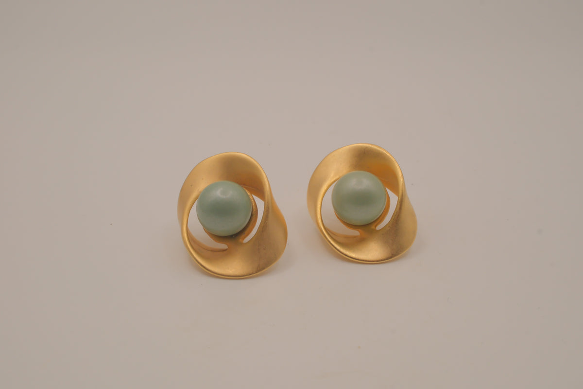 Vintage brushed gold-tone swirl earrings