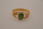 Vintage Nephrite jade cabochon hinged bangle bracelet