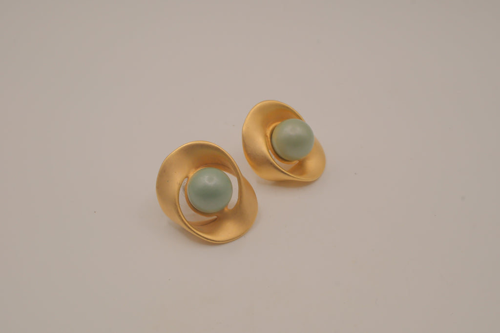 Vintage brushed gold-tone swirl earrings