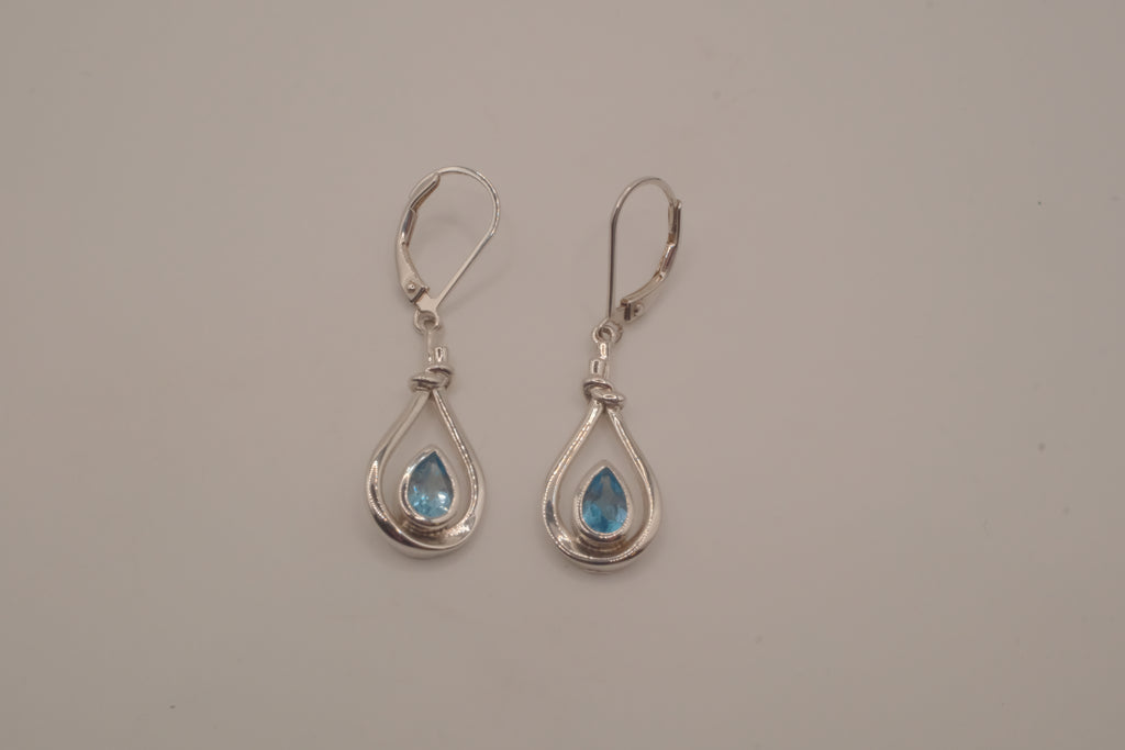 ELLE Sterling Silver Blue Topaz Dangle Earrings