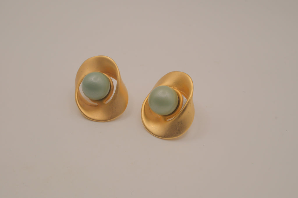 Vintage brushed gold-tone swirl earrings