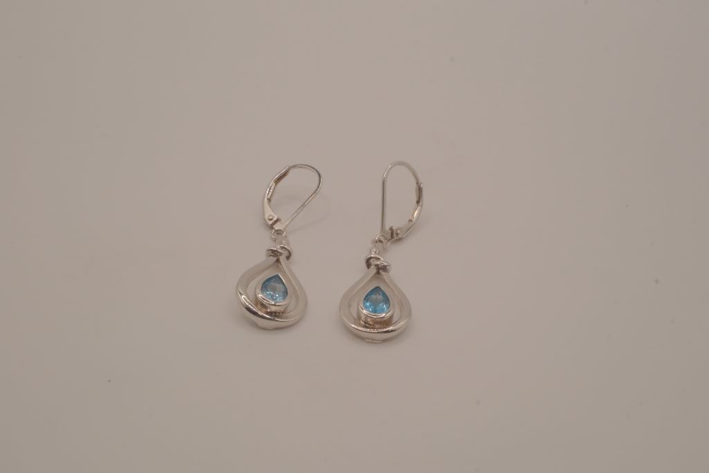 ELLE Sterling Silver Blue Topaz Dangle Earrings