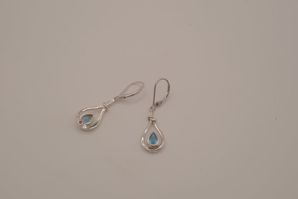 ELLE Sterling Silver Blue Topaz Dangle Earrings