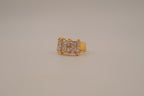 Gold tone multi-row baguette cut statement ring
