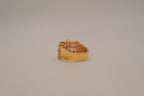 Gold tone multi-row baguette cut statement ring